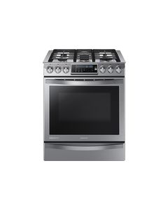 Samsung - Chef Collection 30" Self-Cleaning Slide-In Gas Convection Range - Stainless Steel