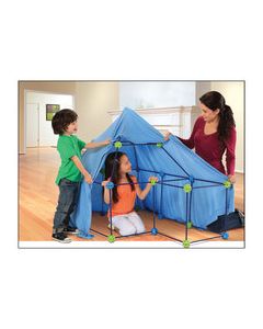 Discovery Kids - Build and Play 77-Piece Construction Fort Set - Blue