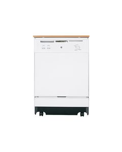 GE - 25" Convertible Portable Dishwasher - White-on-White