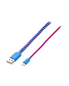 Modal - Apple MFi Certified 4' Twist Lightning Cable - Pink/Blue