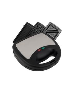 Chef Buddy - 3-in-1 Sandwich, Panini and Waffle Press - Black/Silver