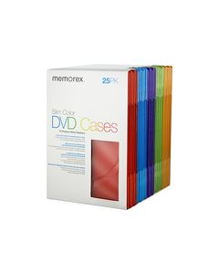 Memorex - 25-Pack Color Slim DVD Storage Cases - Assorted