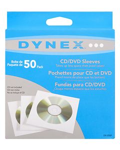 Dynex™ - 50-Pack CD/DVD Sleeves - White