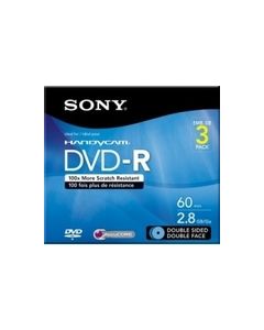 Sony - DVD Recordable Media - DVD-R - 2.80 GB - 3 Pack Jewel Case - Blue/Black