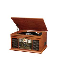 Innovative Technology - 6-in-1 Bluetooth Entertainment Center - Mahogany