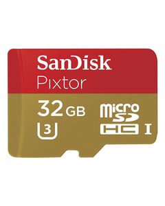 SanDisk - Pixtor Advanced 32GB microSDHC Class 10 UHS-3 Memory Card - Red/Gold