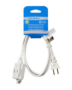 Dynex™ - 4' 3-Outlet Extension Power Cord - White