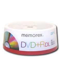 Memorex - 25-Pack 8x DVD+R DL Double-Layer Disc Spindle - White