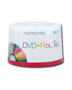 Memorex - 50-Pack 8x DVD+R DL Double-Layer Disc Spindle - White