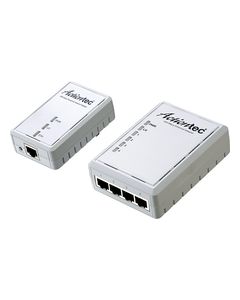 Actiontec - Powerline Ethernet Adapter and 4-Port Hub - White