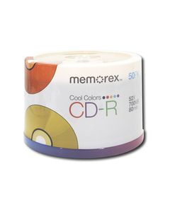 Memorex - Cool Colors 50-Pack 52x CD-R Disc Spindle - Multicolor