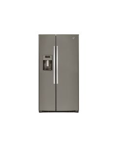 GE - 25.4 Cu. Ft. Frost-Free Side-by-Side Refrigerator with Thru-the-Door Ice and Water - Slate