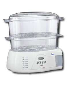 Oster - 6.1-Quart Double-Tiered Steamer - White