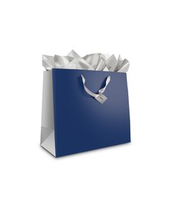 Best Buy Exclusive - Large Gift Bag - Navy Blue/Silver