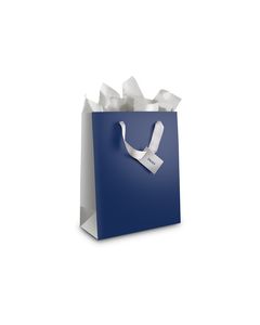 Best Buy Exclusive - Medium Gift Bag - Navy Blue/Silver