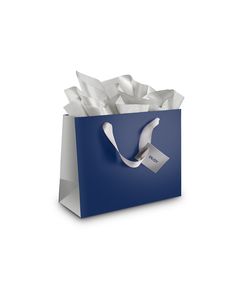 Best Buy Exclusive - Small Gift Bag - Navy Blue/Silver