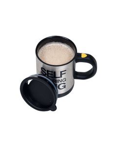 Chef Buddy - 15-Oz. Self-Stirring Mug - Silver/Black