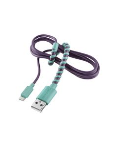 Modal - 4' Twist Micro USB Charge-and-Sync Cable - Purple/Mint