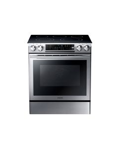 Samsung - 30" Self-Cleaning Slide-In Electric Convection Range - Stainless Steel/Black