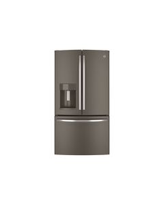 GE - 21.9 Cu. Ft. Counter-Depth French Door Refrigerator with Thru-the-Door Ice and Water - Slate