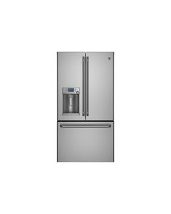 GE - 22.1 Cu. Ft. Counter-Depth Frost-Free French Door Refrigerator with Thru-the-Door Ice and Water - Stainless Steel