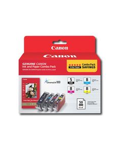 Canon - 5/8 4-Pack Ink Cartridges + Photo Paper - Black/Cyan/Magenta/Yellow